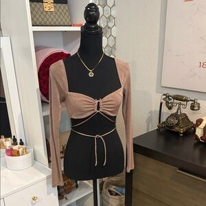 Princess Polly Elegant Tan Long Sleeve Women's Top